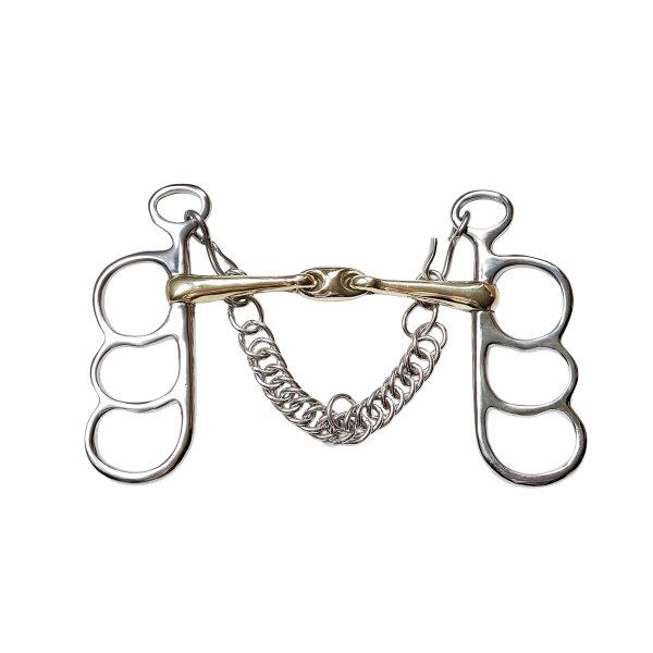 Postkandare, 3 Ringe, doppelt gebrochen, Argentan