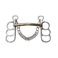 Postkandare, 3 Ringe, Edelstahl, Stange Argentan